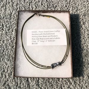 Silpada green leather and sterling silver necklace